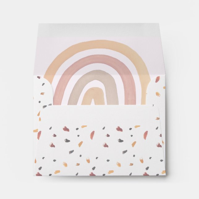 Modern Watercolor Boho Blush Rainbow Elegant Envelope (Back (Bottom))