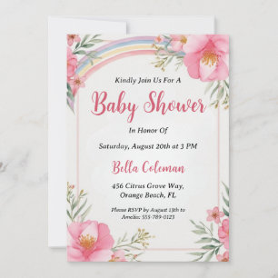 modern watercolor boho rainbow baby shower invitation