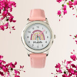 Modern Watercolor Boho Rainbow Custom Girls Cute   Watch<br><div class="desc">The Modern Watercolor Boho Rainbow Watch is the perfect gift for the imaginative, fashion-forward girl in your life. Whether she's dressing up for a special occasion or just playing dress-up, this watch will add a vibrant, whimsical touch to any outfit. Give her the freedom to showcase her unique sense of...</div>