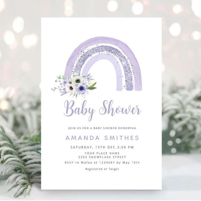Modern Watercolor Boho Rainbow Girl Baby Shower Invitation (Creator Uploaded)