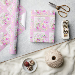 Modern Watercolor Boho Violet Floral Elegant Wrapping Paper