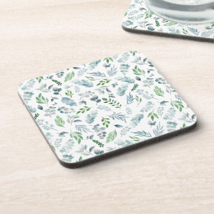 Modern Watercolor Botanical Greenery Eucalyptus Coaster