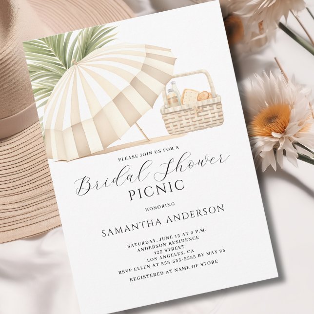 Modern Watercolor Bridal Shower Picnic  Invitation (Creator Uploaded)