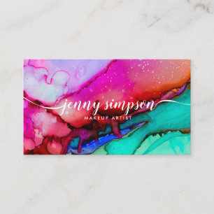 Modern Watercolor Bright Colour  Script Calligraph Business Card