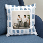 Modern Watercolor Brush Blue | Photo Throw Pillow<br><div class="desc">Modern Watercolor Brush Blue | Photo</div>