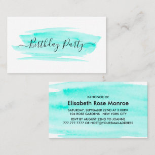 Modern Watercolor Brushstroke Birthday Invitation