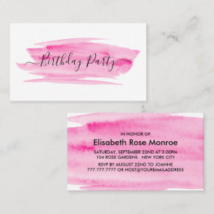 Modern Watercolor Brushstroke Birthday Invitation