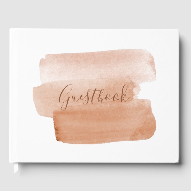 Modern Watercolor Brushstroke Minimalist Guest Book (Front)