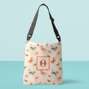 Modern Watercolor Butterflies Crossbody Bag