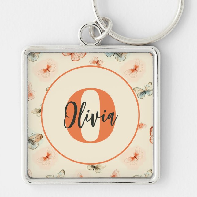 Modern Watercolor Butterflies Keychain (Front)