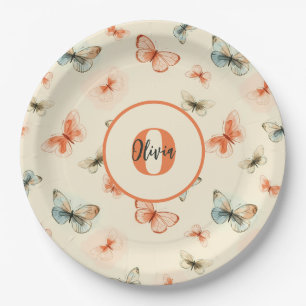 Modern Watercolor Butterflies Paper Plate