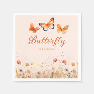 Modern Watercolor Butterfly Floral Baby Shower  Napkin