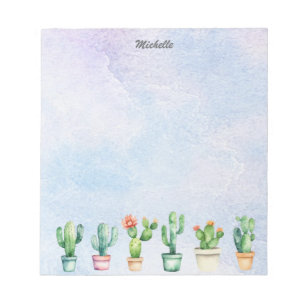 Modern Watercolor Cactus Cacti Desert Succulent Notepad