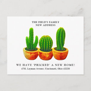 Modern Watercolor Cactus New Home We've Moved Postcard