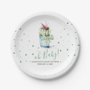 Modern Watercolor Cactus Paper Plate