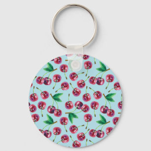 Modern Watercolor Cherries: Juicy Berry Pattern Keychain