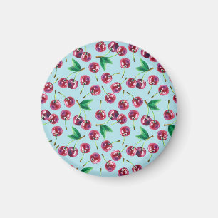 Modern Watercolor Cherries: Juicy Berry Pattern Magnet