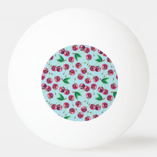 Modern Watercolor Cherries: Juicy Berry Pattern Ping Pong Ball