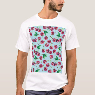 Modern Watercolor Cherries: Juicy Berry Pattern T-Shirt