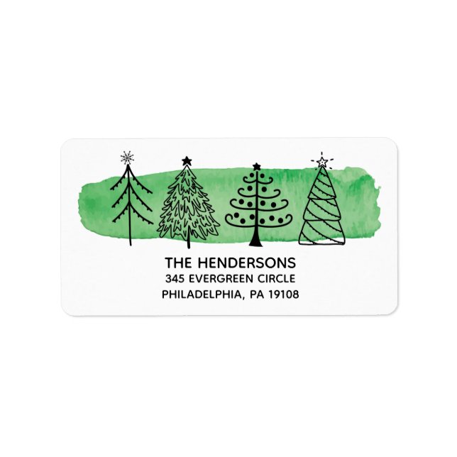 Modern Watercolor Christmas Address Labels (Front)