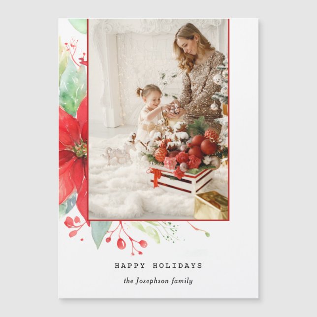 Modern Watercolor Christmas Botanical Photo (Front)