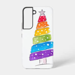 Modern Watercolor Christmas colourful Pine Tree  Samsung Galaxy Case