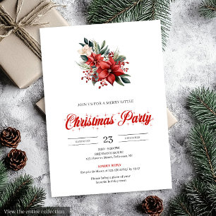 Modern Watercolor Christmas Flowers Festive Invite
