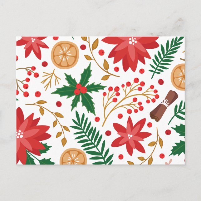 Modern Watercolor Christmas Green Pine Tree     Holiday Postcard (Front)