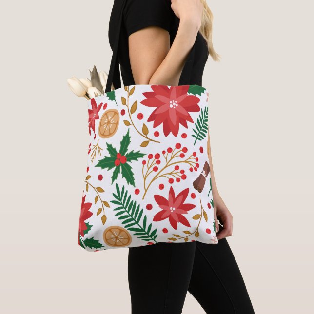 Modern Watercolor Christmas Green Pine Tree       Tote Bag (Close Up)