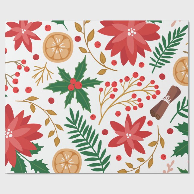 Modern Watercolor Christmas Green Pine Tree Wrapping Paper (Flat)