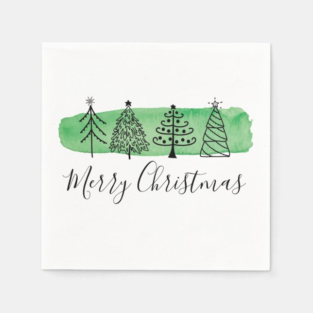 Modern Watercolor Christmas Napkins (Front)