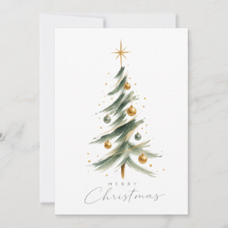 Modern Watercolor Christmas Tree Card 