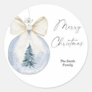 Modern Watercolor Christmas tree Classic Round Sticker
