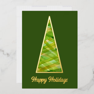 Modern Watercolor Christmas Tree Foil Holiday Card