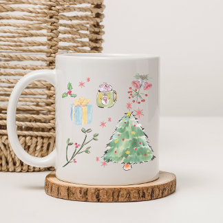 Modern Watercolor Christmas Tree Holiday Coffee Coffee Mug