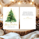 Modern Watercolor Christmas Tree Non Photo Holiday Card<br><div class="desc">Send holiday cheer with our Modern Watercolor Christmas Tree Non-Photo Holiday Card! This elegant design features a beautifully hand-painted watercolor Christmas tree, creating a serene and artistic feel perfect for the season. The soft brushstrokes and modern layout offer a minimalist yet festive touch, making it ideal for anyone seeking a...</div>