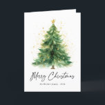 Modern Watercolor Christmas Tree Non Photo Holiday Card<br><div class="desc">Send holiday cheer with our Modern Watercolor Christmas Tree Non-Photo Holiday Card! This elegant design features a beautifully hand-painted watercolor Christmas tree, creating a serene and artistic feel perfect for the season. The soft brushstrokes and modern layout offer a minimalist yet festive touch, making it ideal for anyone seeking a...</div>