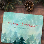 Modern Watercolor Christmas Winter Snow Forest Holiday Card<br><div class="desc">Design is composed of watercolor snow covered forest of pine trees

Available here:
http://www.zazzle.com/store/selectpartysupplies</div>