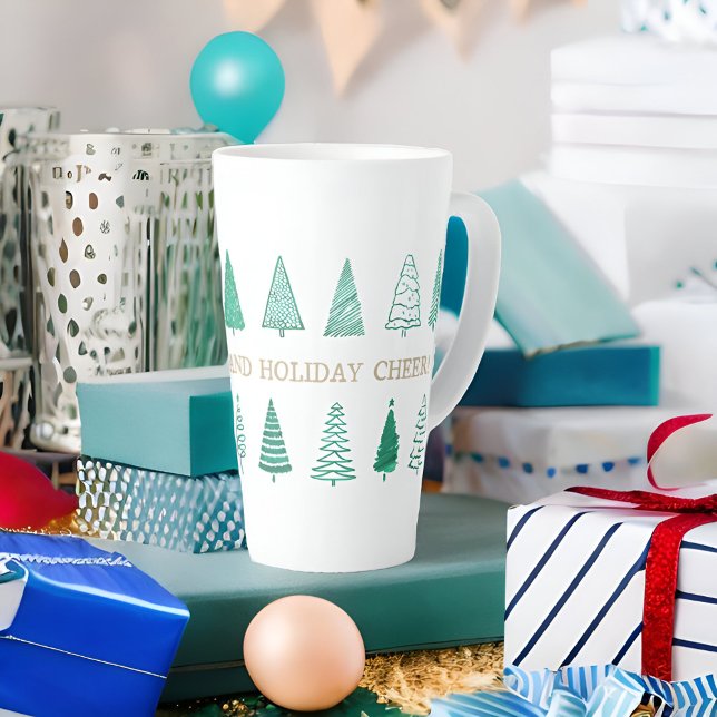 Modern Watercolor Christmas X-mas Trees Classic   Latte Mug (Creator Uploaded)