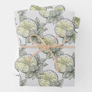 Modern Watercolor Citrus Lime Summer Garden Party Wrapping Paper Sheet