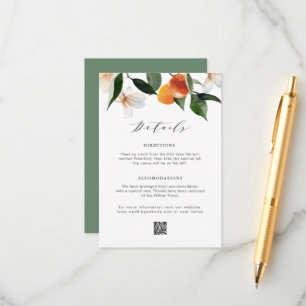 modern watercolor citrus oranges wedding details  enclosure card