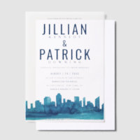 Modern Watercolor City Skyline Wedding