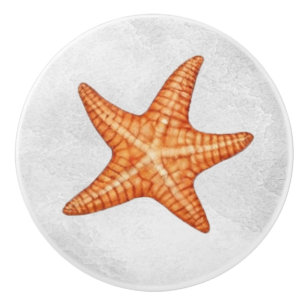 Modern Watercolor Coastal Beach Starfish Seashells Ceramic Knob