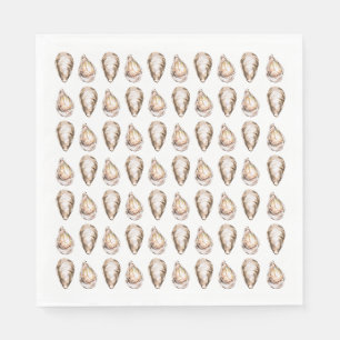 Modern Watercolor Coastal Oyster Wedding Napkin