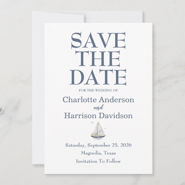 Modern Watercolor Coastal Seascape Wedding Invitation (Front)