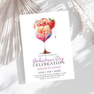 Modern Watercolor Cocktail Galentine's Day Party Invitation