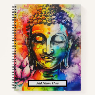 Modern Watercolor Colourful Buddha Customizable  Notebook