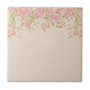Modern Watercolor colourful Flowers & personalize Tile