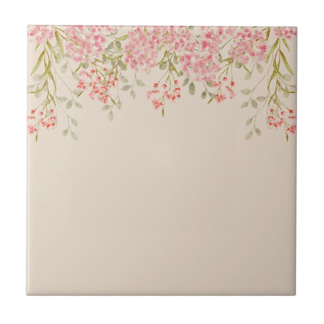 Modern Watercolor colourful  Flowers & personalize Tile (Front)