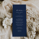 Modern Watercolor Coordinate | Blue Wedding Dinner Menu<br><div class="desc">This modern watercolor coordinate blue wedding dinner menu card is perfect for a stylish contemporary wedding. The simple navy blue and white design features unique industrial lettering typography with modern boho style. Customizable in any colour. Keep the design minimal and elegant, as is, or personalize it by adding your own...</div>